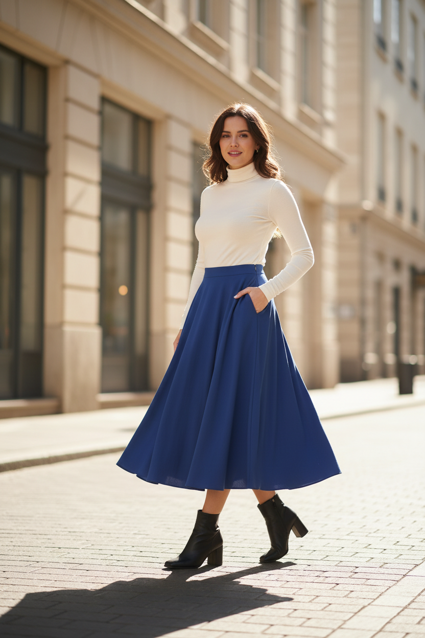 Ladies A-Line Midi Skirt