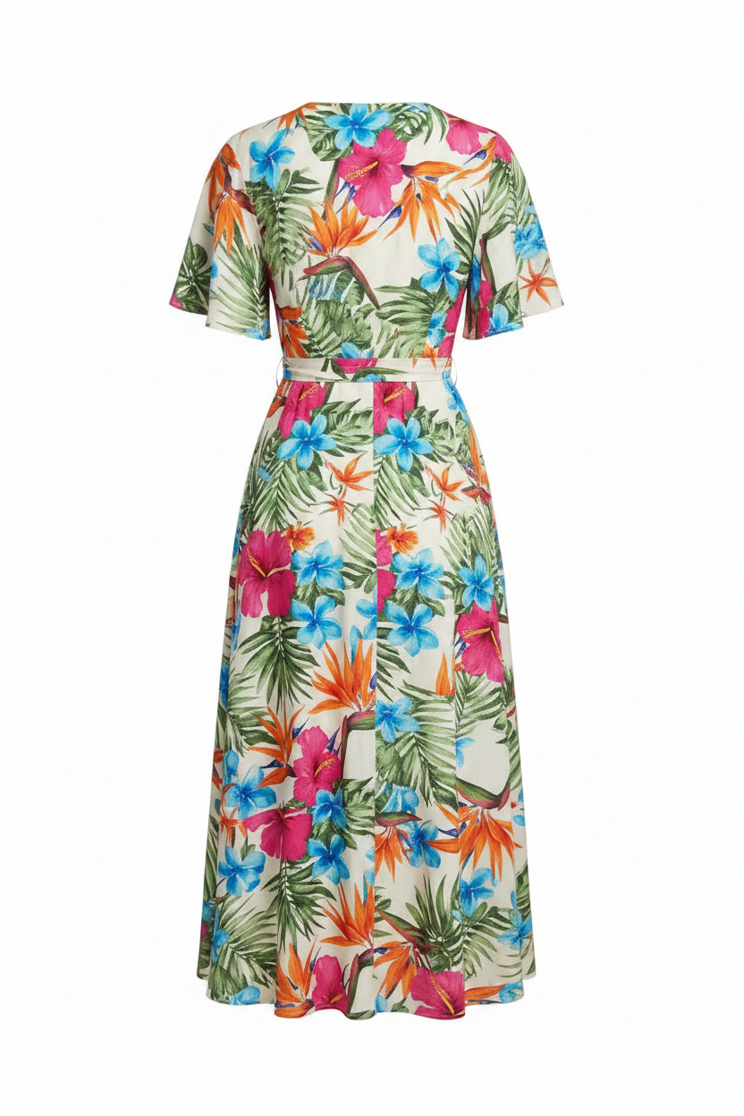 Ladies Tropical Floral Dressadd